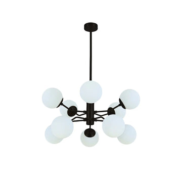 Hanglamp Stella Opaal Glas Zwart  10 Lichts
