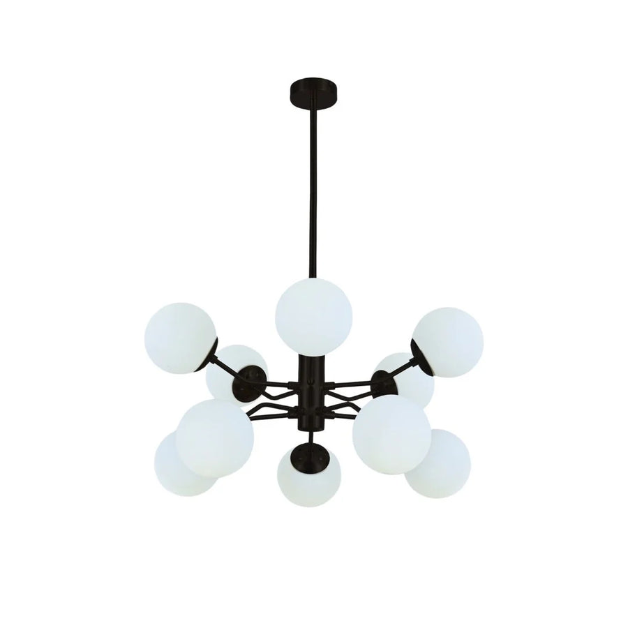 Hanglamp Stella Opaal Glas Zwart  10 Lichts