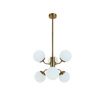 Hanglamp Stella Opaal Glas Goud 6 Lichts