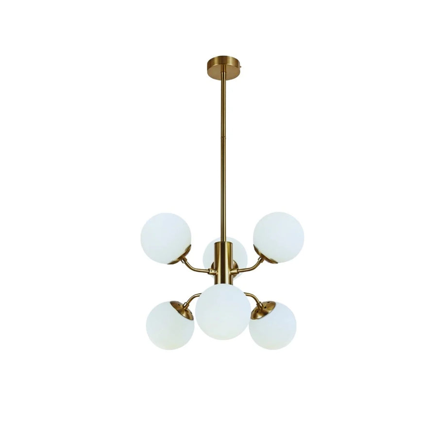 Hanglamp Stella Opaal Glas Goud 6 Lichts