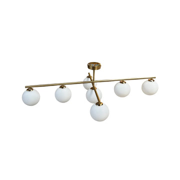 Plafondlamp Leona Opaal Glas Goud 7 Lichts
