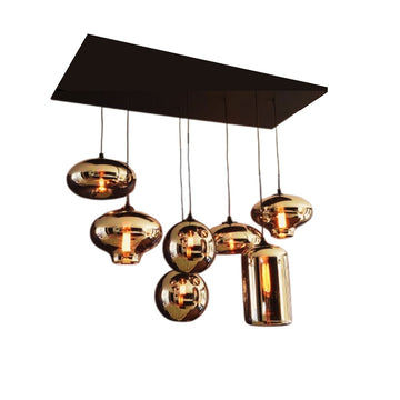 Hanglamp Stellar Smoke Glas Goud 7 Lichts Mix