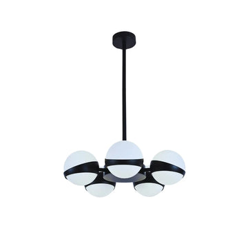 Hanglamp Fiona Opaal Glas Zwart 5 Lichts