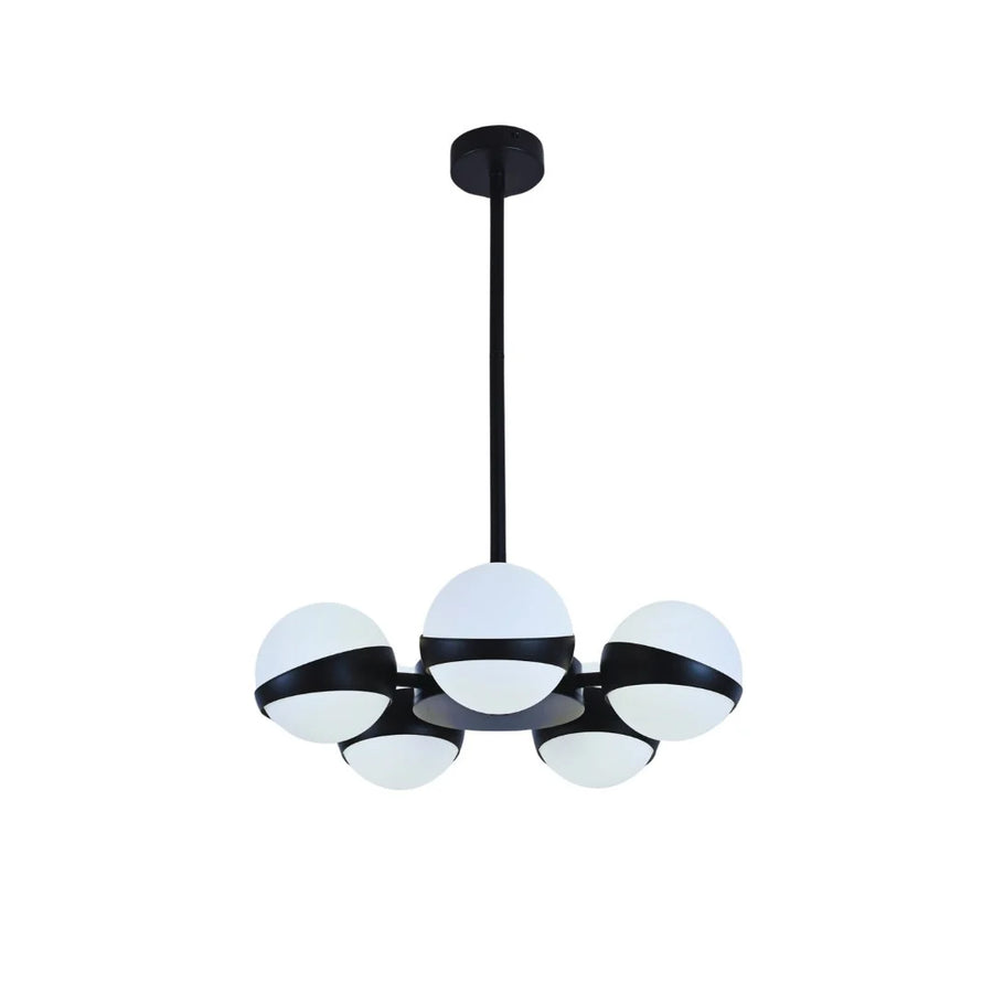 Hanglamp Fiona Opaal Glas Zwart 5 Lichts