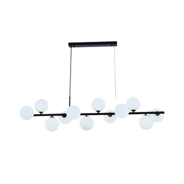 Hanglamp Beam Opaal Glas Zwart 12 Lichts