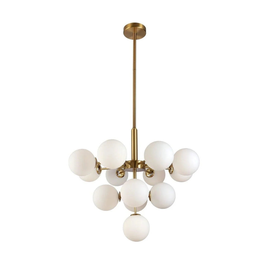 Hanglamp Bella Opaal Glas Goud 13 Lichts