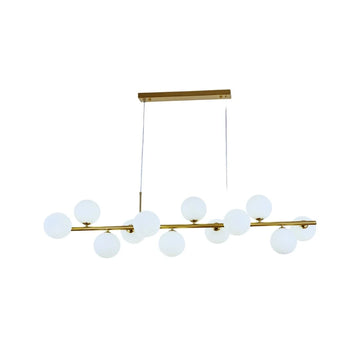 Hanglamp Beam Opaal Glas Goud 12 Licht