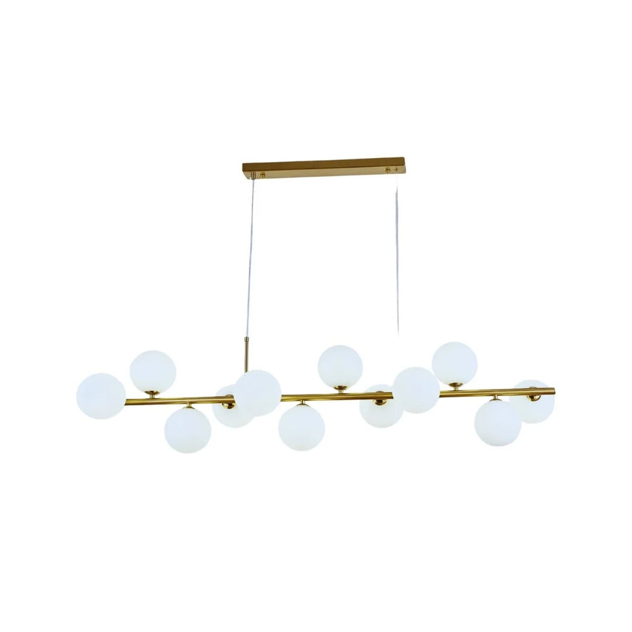 Hanglamp Beam Opaal Glas Goud 12 Licht