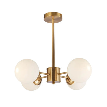 Hanglamp Vera  Opaal Glas Goud 4 Lichts