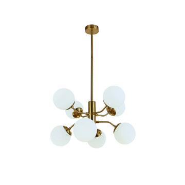 Hanglamp Stella Opaal Glas Goud 8 Lichts