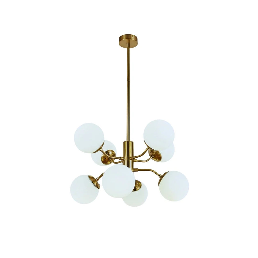 Hanglamp Stella Opaal Glas Goud 8 Lichts