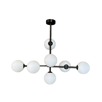 Hanglamp Evelyn Opaal Glas Goud 7 Lichts