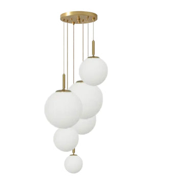 Hanglamp Lara  Opaal Glas Goud 6 Lichts