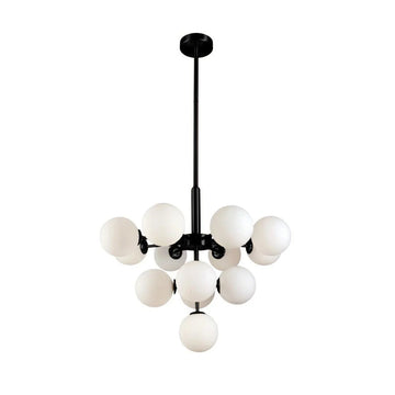Hanglamp Bella Opaal Glas Zwart 13 Lichts