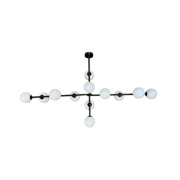 Hanglamp Evelyn Opaal Glas Zwart 12 Lichts