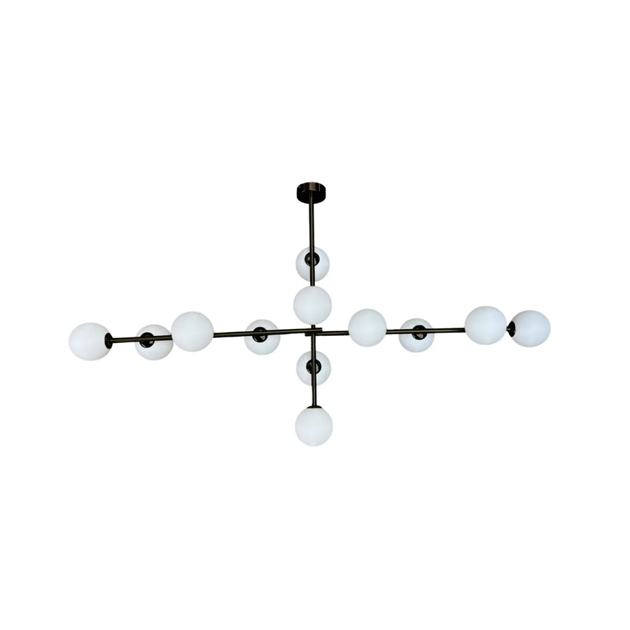 Hanglamp Evelyn Opaal Glas Zwart 12 Lichts