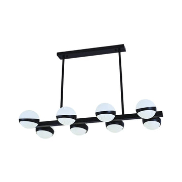 Hanglamp Revan Opaal Glas Zwart 8 Lichts
