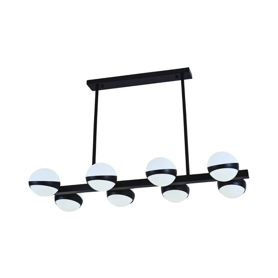 Hanglamp Revan Opaal Glas Zwart 8 Lichts