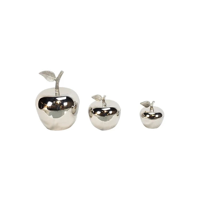 Luxe Appel Decoratie Set van 3 Zilver
