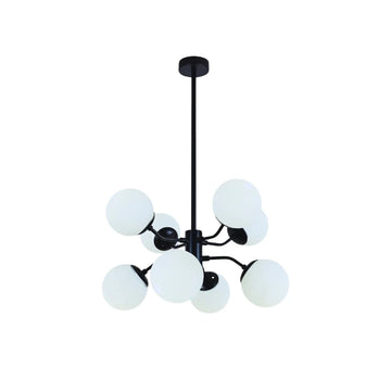 Hanglamp Stella Opaal Glas Zwart 8 Lichts