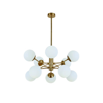 Hanglamp Stella Opaal Glas Goud  10 Lichts