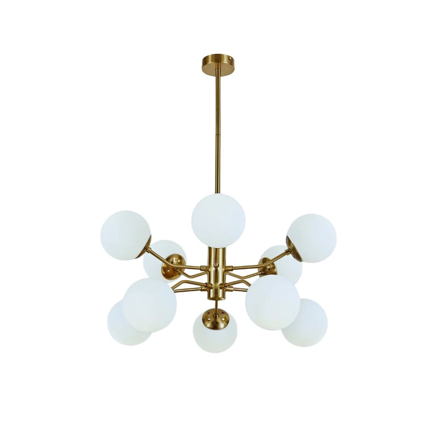 Hanglamp Stella Opaal Glas Goud  10 Lichts
