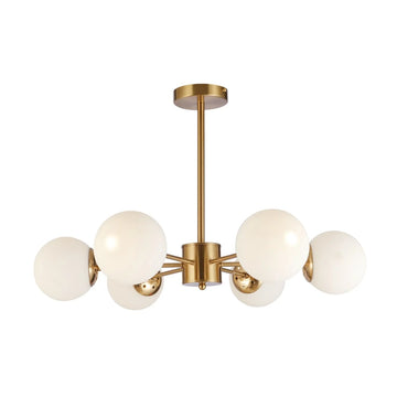Hanglamp Vera Opaal Glas Goud 6 Lichts
