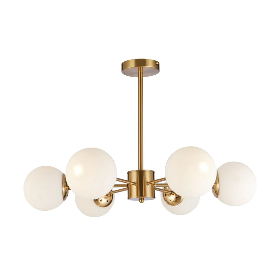 Hanglamp Vera Opaal Glas Goud 6 Lichts