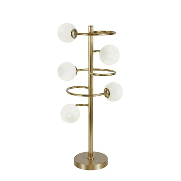 Tafellamp Chloe Opaal Glas Goud 5 Lichts