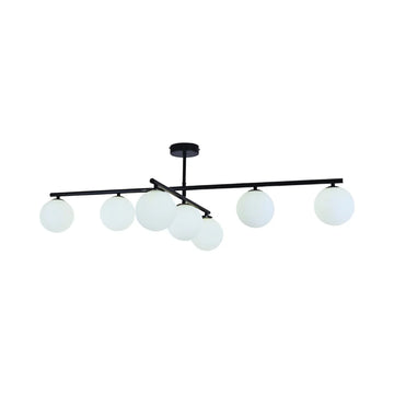 Plafondlamp Leona Opaal Glas Zwart 7 Lichts