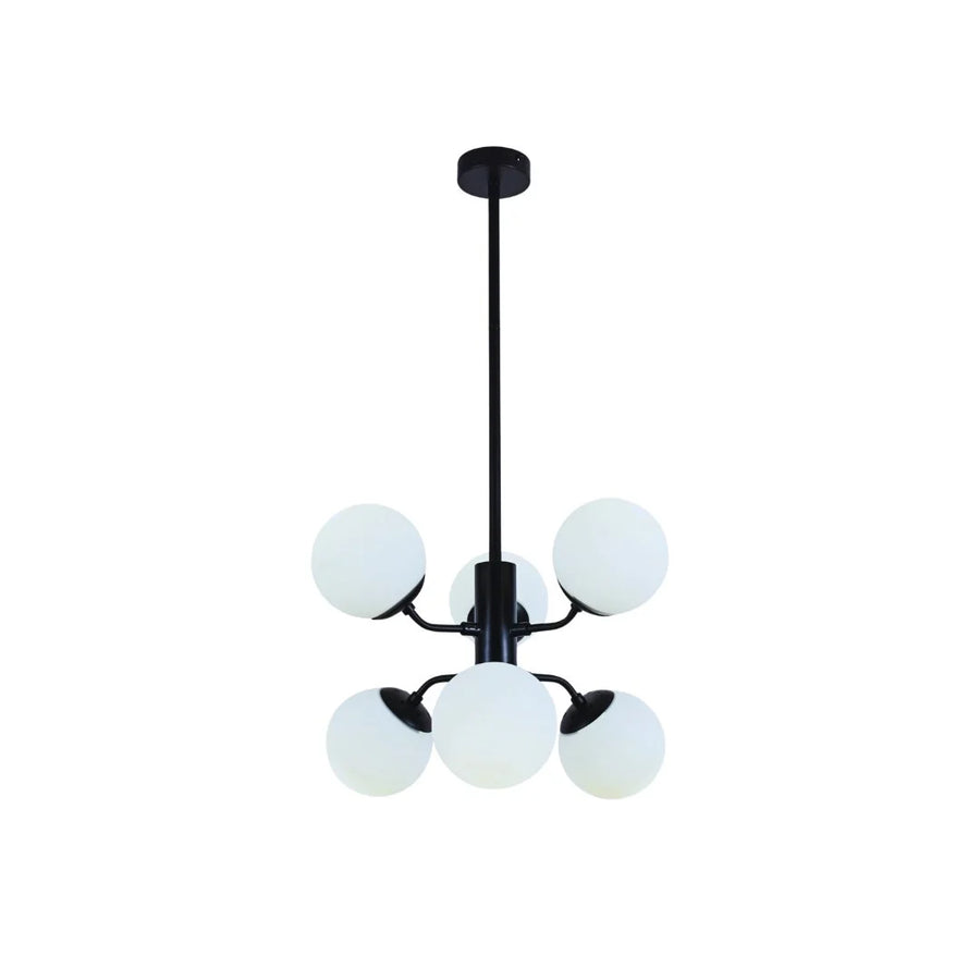 Hanglamp Stella Opaal Glas Zwart 6 Lichts