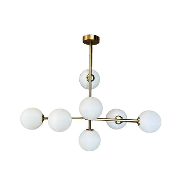 Hanglamp Evelyn Opaal Glas Goud 7 Lichts