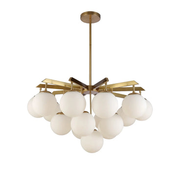 Hanglamp Stella Opaal Glas Goud 16 Lichts