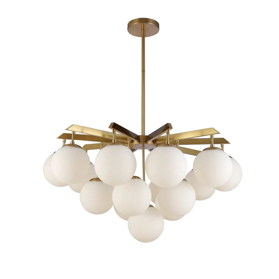 Hanglamp Stella Opaal Glas Goud 16 Lichts