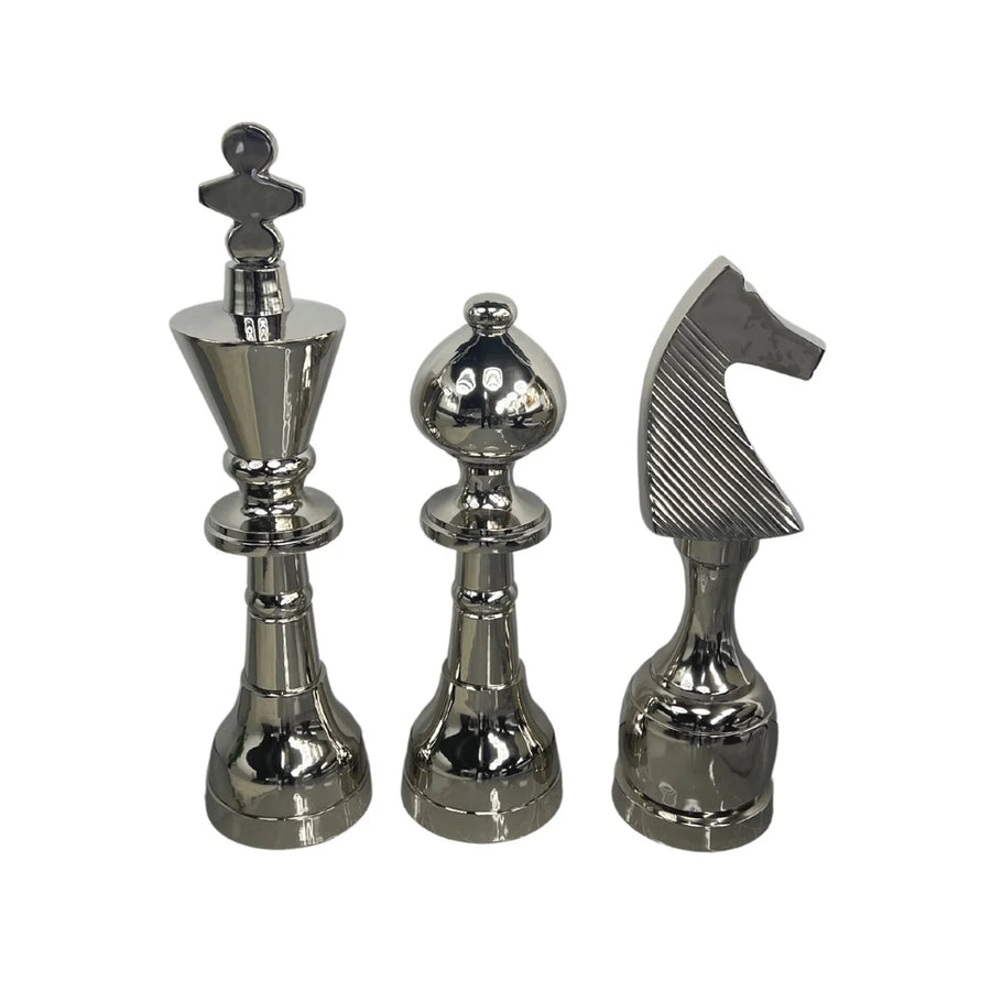 Chess Decoratie Schaakset van 3 Zilver