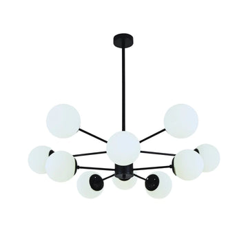 Hanglamp Chloe Opaal Glas Zwart 10 Lichts