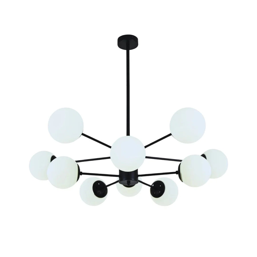 Hanglamp Chloe Opaal Glas Zwart 10 Lichts