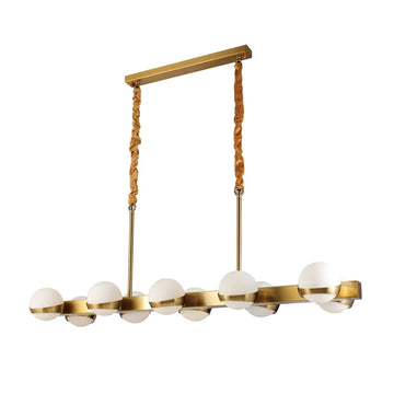 Hanglamp Revan Opaal Glas Goud 10 Lichts