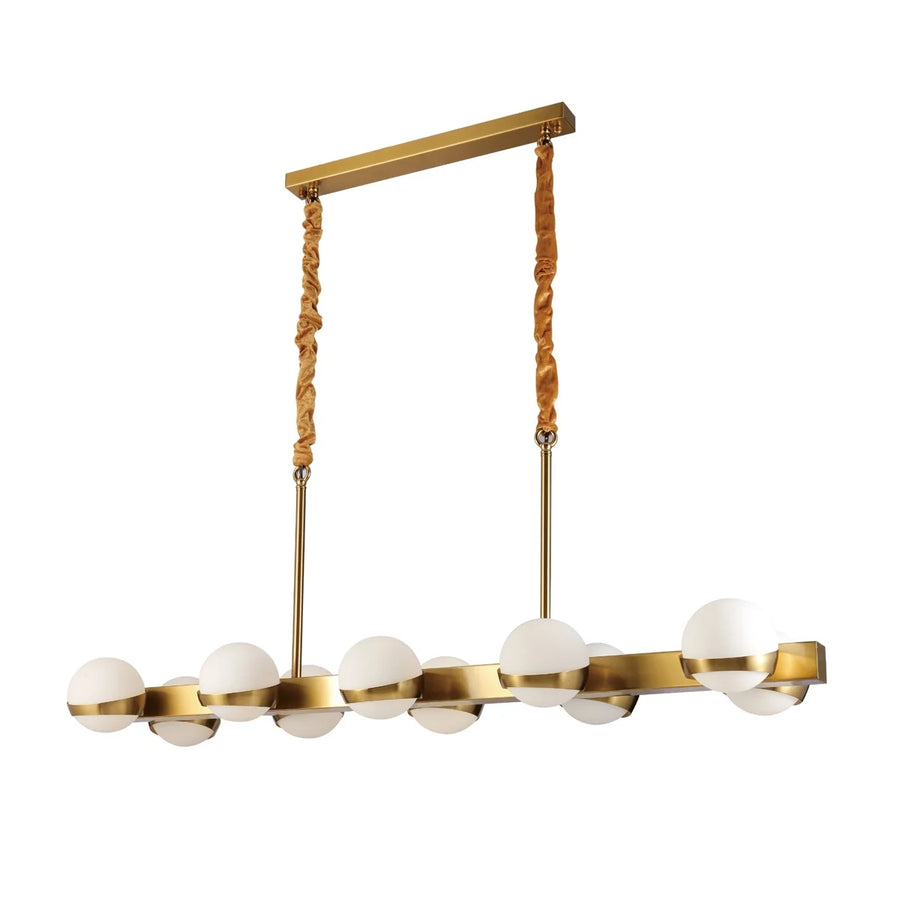 Hanglamp Revan Opaal Glas Goud 10 Lichts
