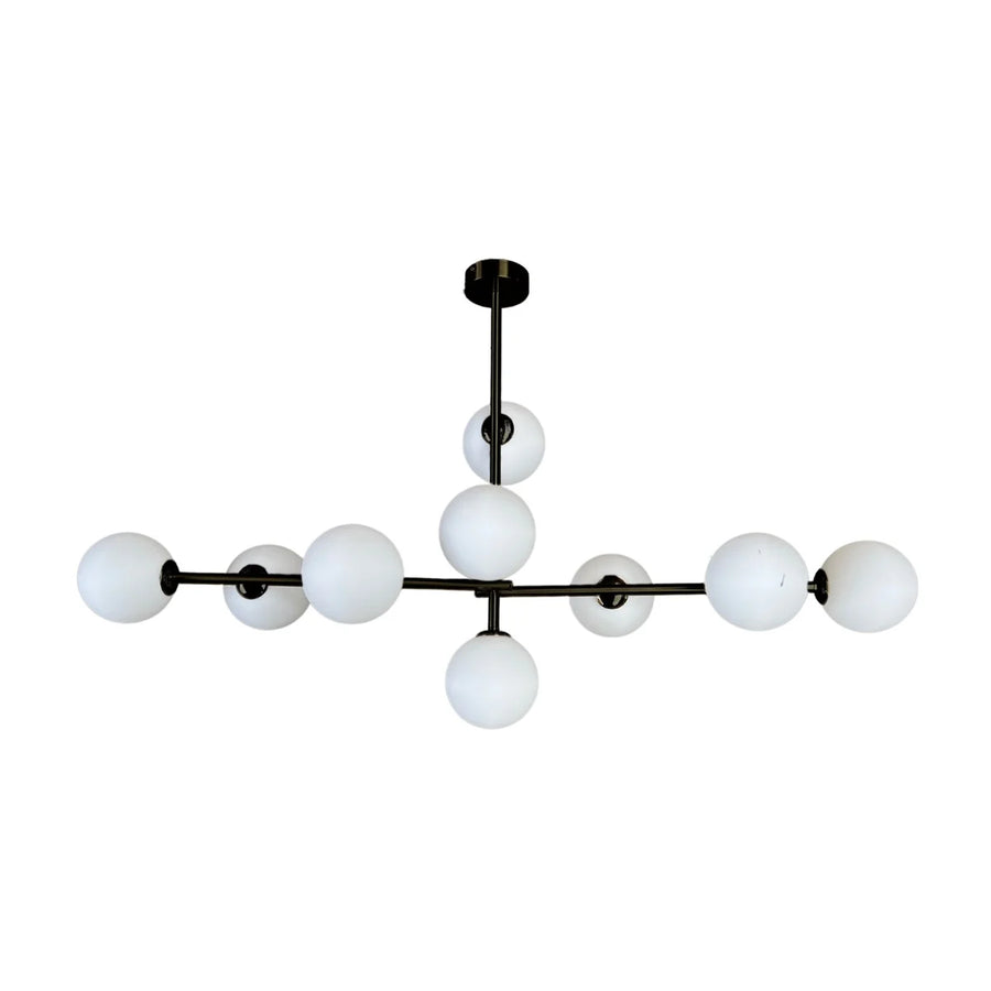Hanglamp Evelyn Opaal Glas Zwart 9 Lichts