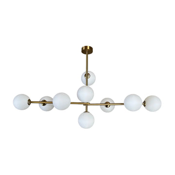 Hanglamp Evelyn Opaal Glas Goud  9 Lichts