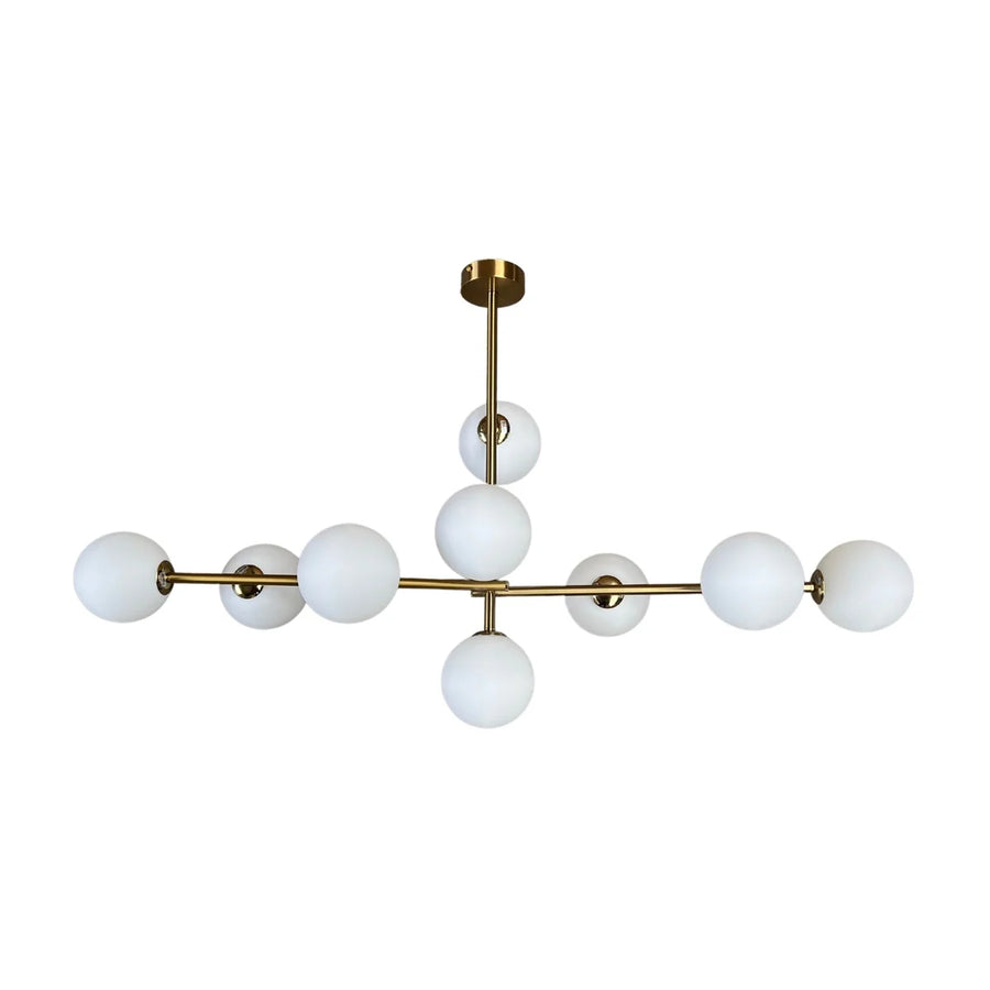 Hanglamp Evelyn Opaal Glas Goud  9 Lichts