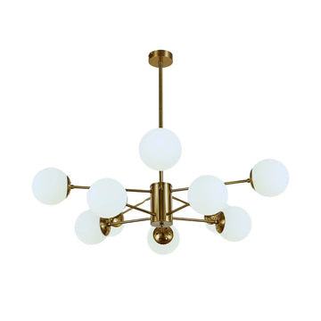 Hanglamp Chloe Opaal Glas Goud 10 Lichts
