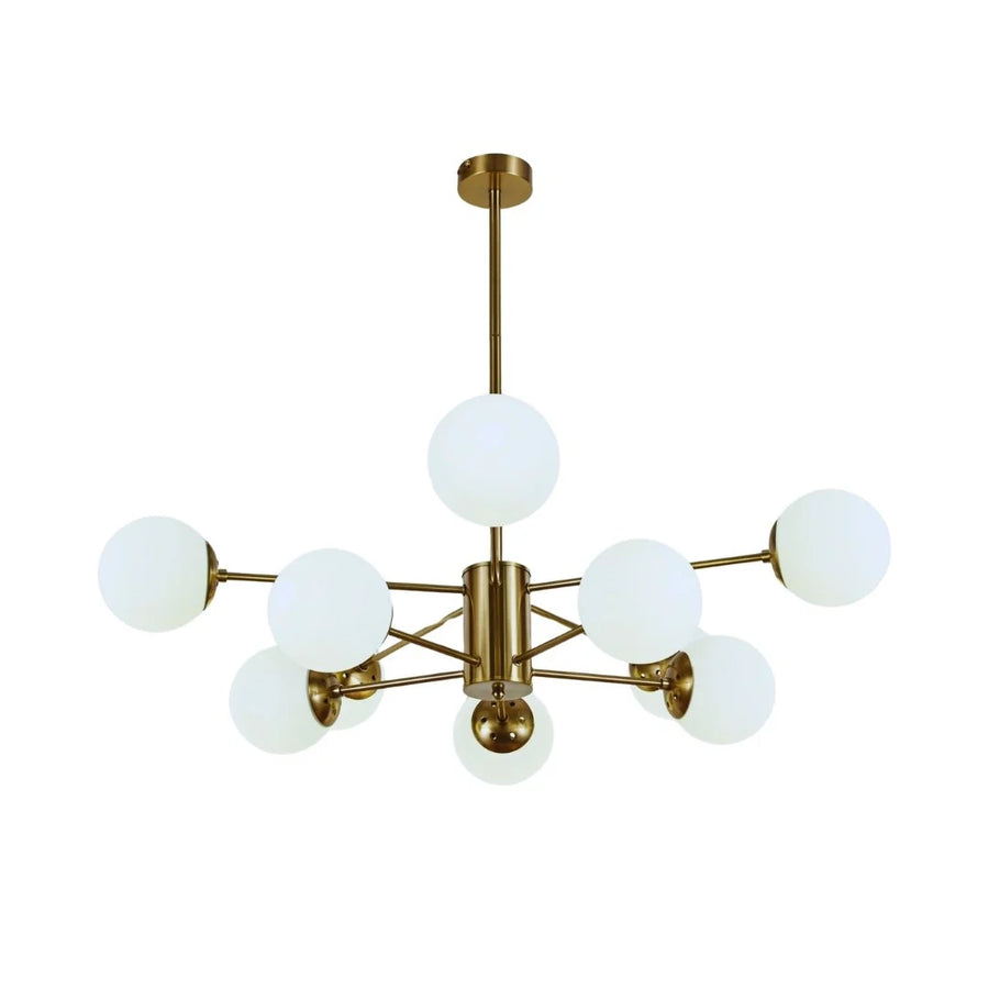 Hanglamp Chloe Opaal Glas Goud 10 Lichts