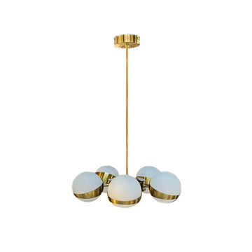 Hanglamp Fiona Opaal  Glas Goud 5 Lichts