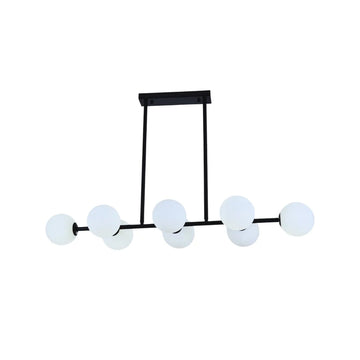 Hanglamp Leona Opaal Glas Zwart 8 Lichts