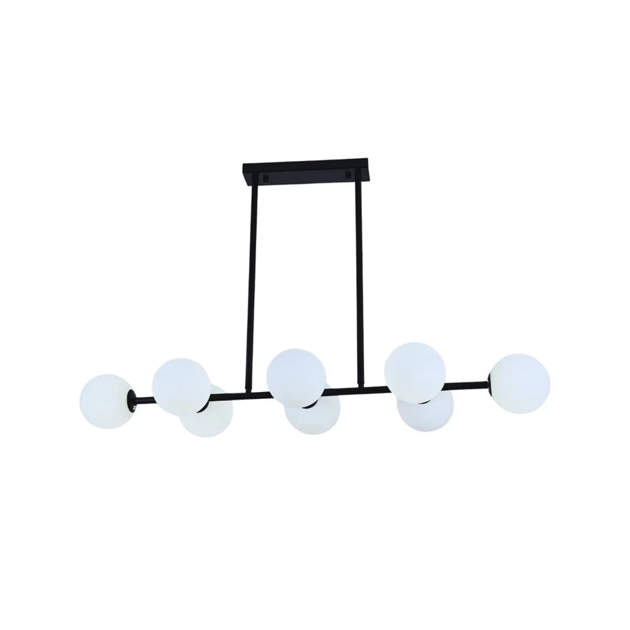 Hanglamp Leona Opaal Glas Zwart 8 Lichts