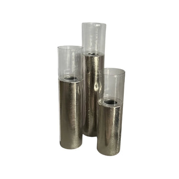 Luxe Windlicht Glaze Set van 3 Zilver