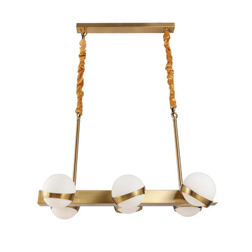 Hanglamp Revan Opaal Glas Goud 6 Lichts