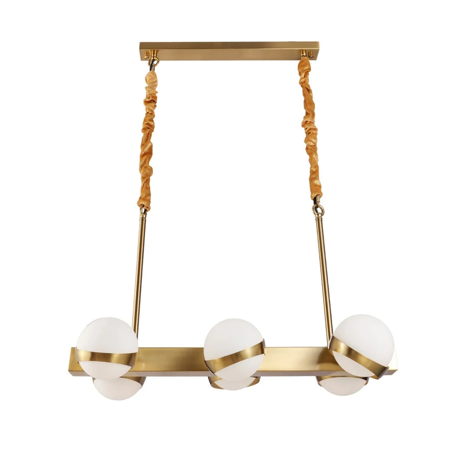 Hanglamp Revan Opaal Glas Goud 6 Lichts